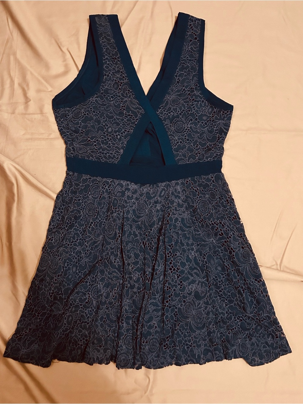 Free People Navy Lace Fit-and-Flare Dress Size XS